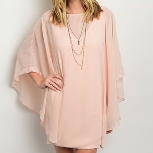 Light pink batwing sleeve dress